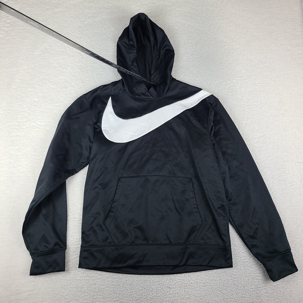 Nike Hoodie Mens Medium Black Dri Fit Big Swoosh Basketball Activewear DM0992